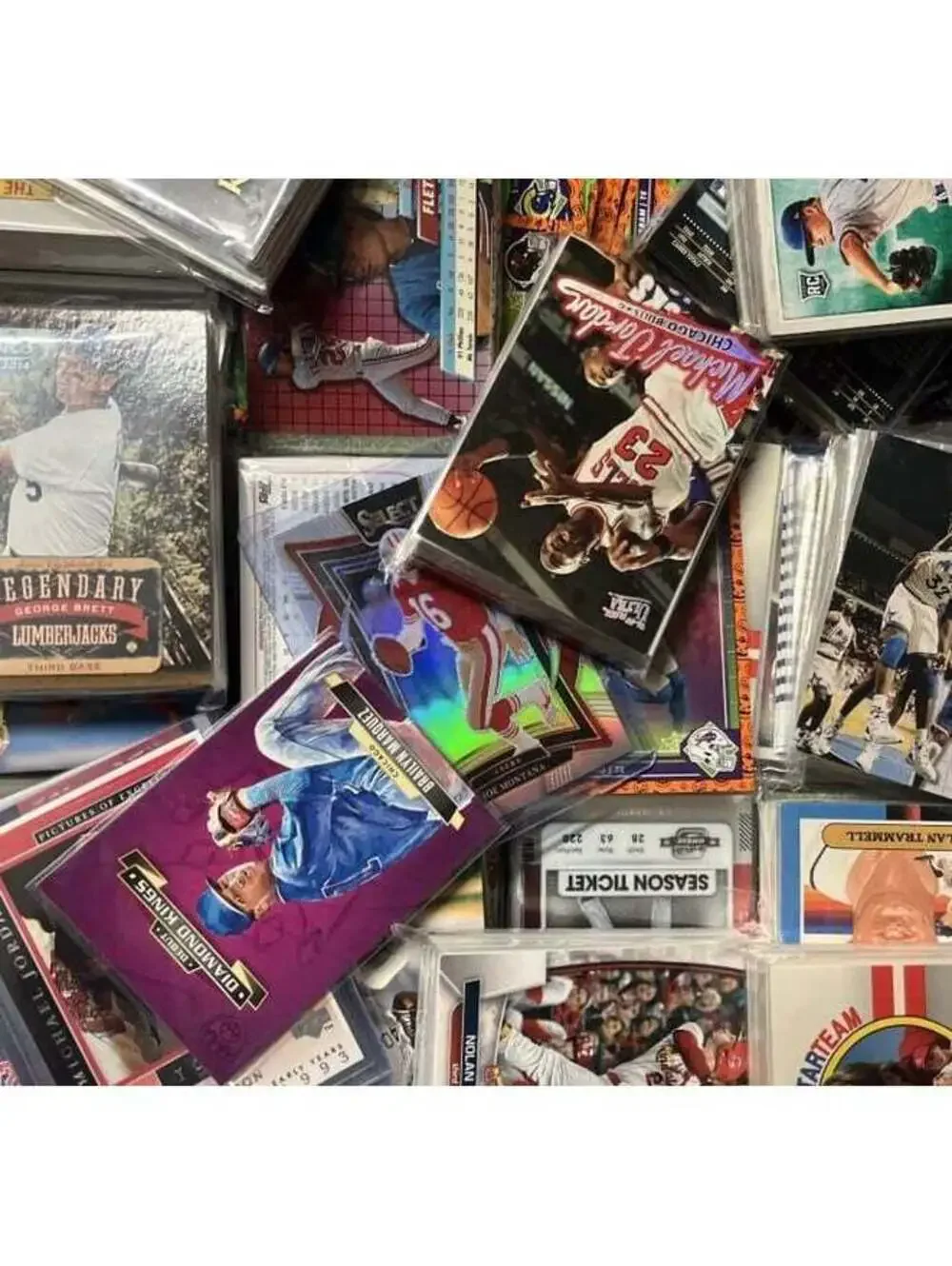 50 CARD PREMIUM TOPLOADED CARD LOT MYSTERY PACK MIXED (MLB NFL NBA) RC/INSERTS